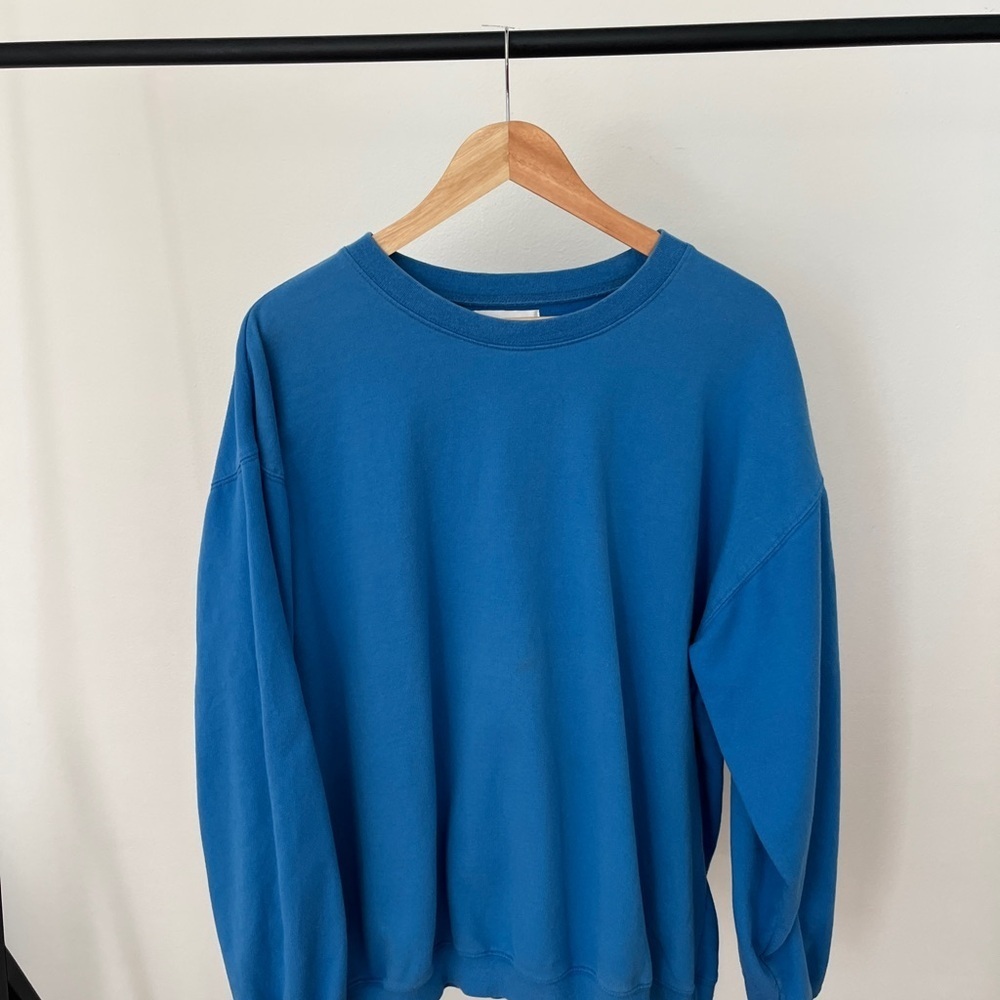 Vintage Bright Blue Blank Sweatshirt Embellishments Brand
